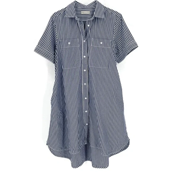 EVERLANE The Daytripper Striped Button Down Oversized Short Sleeve Shirt Dress - Picture 5 of 11